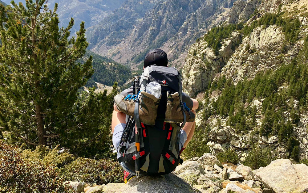 Hiker with mountain view